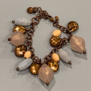 Premier Designs Bronze and Pastel Charm Bracelet 7-8.5 Inch